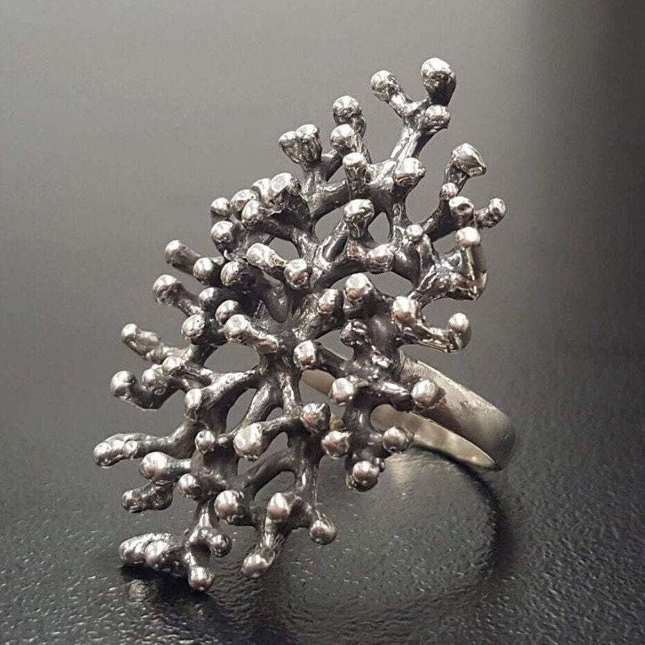 Coral Ring, Silver Coral Ring, Statement Ring, Artistic Ring, Designer Ring, Coral Design, Unique Ring, Sterling Silver Ring, Silver Ring