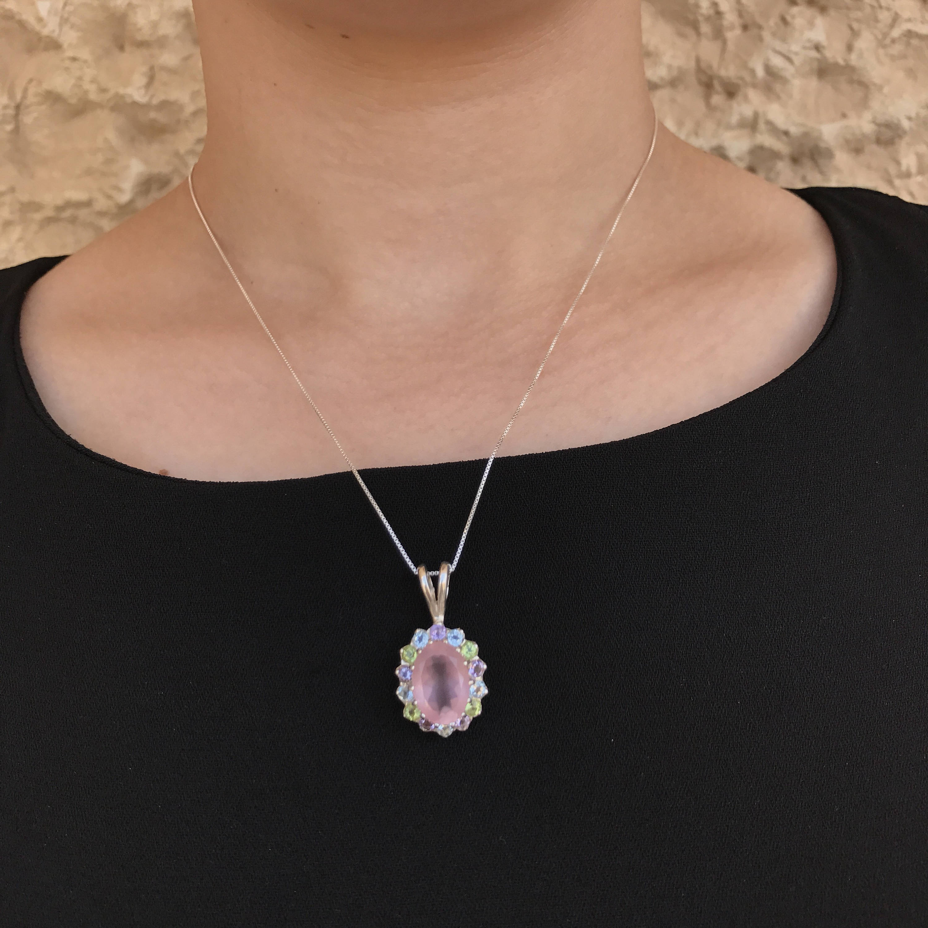 Rose Quartz Pendant, Topaz Pendant, Birthstone Pendant, Pink Pendant, Solid Silver, December Birthstone, Feb Birthstone, August Birthstone (570377455)