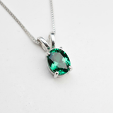 Charming Created Emerald Pendant in 925 Sterling Silver, a lovely May birthstone gift for special occasions and daily wear.