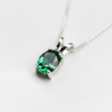 Charming Created Green Emerald Pendant in 925 Sterling Silver, a meaningful gift for May birthdays and special occasions.