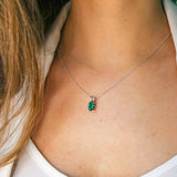 Dainty Emerald Pendant - Classic Green Necklace - Vintage Oval Necklace