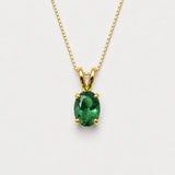 Created Emerald Pendant made in 18k Gold Vermeil with Oval Created Green Emerald in Prong setting, May Birthstone gift idea, symbolizes, ideal for everyday wear and perfect for birthday gifting and special occasions.