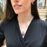 Rhodochrosite Pendant - Large Pink Pendant - Statement Vintage Necklace