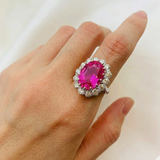 Alexandrite Ring - Pink Cocktail Ring - Princess Diana Ring