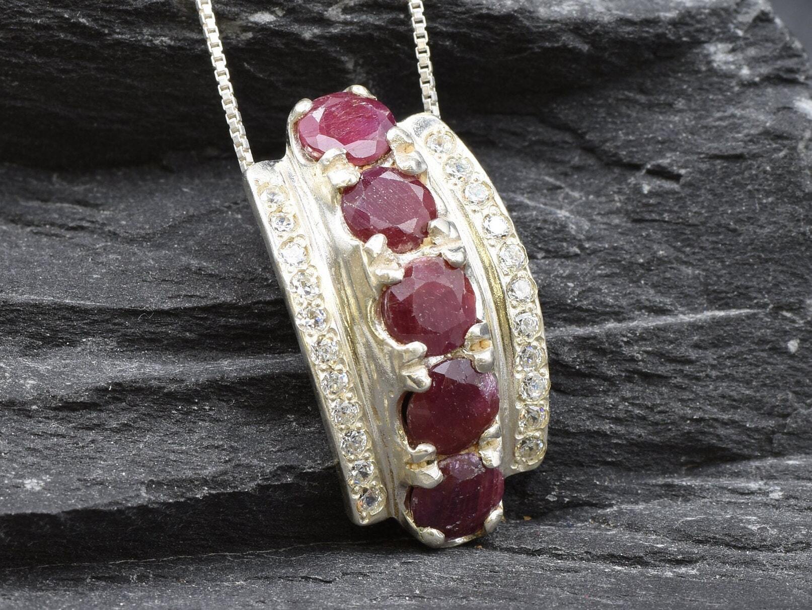 Natural Ruby Pendant made in 925 Sterling Silver with Round Natural Red Ruby in Prong setting, July Birthstone gift idea, symbolizes nobility, purity, and passion, ideal for everyday wear and perfect for birthday gifting and special occasions.