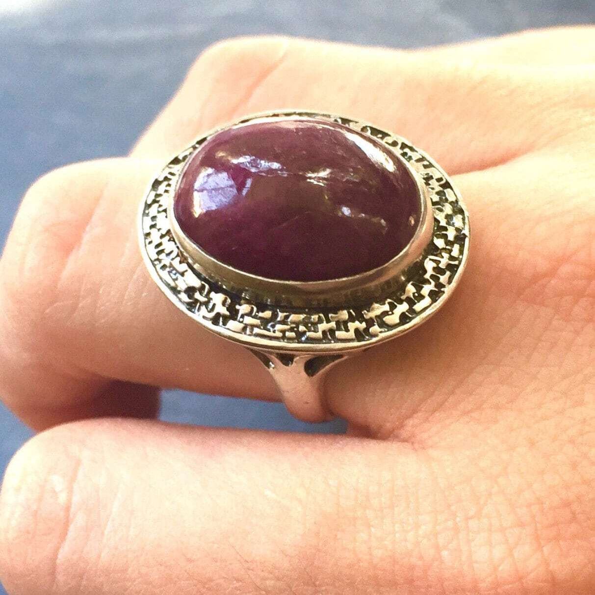 Elegant 925 Sterling Silver Ruby Ring, featuring a stunning Oval Natural Red Ruby, perfect for July birthdays and special occasions.