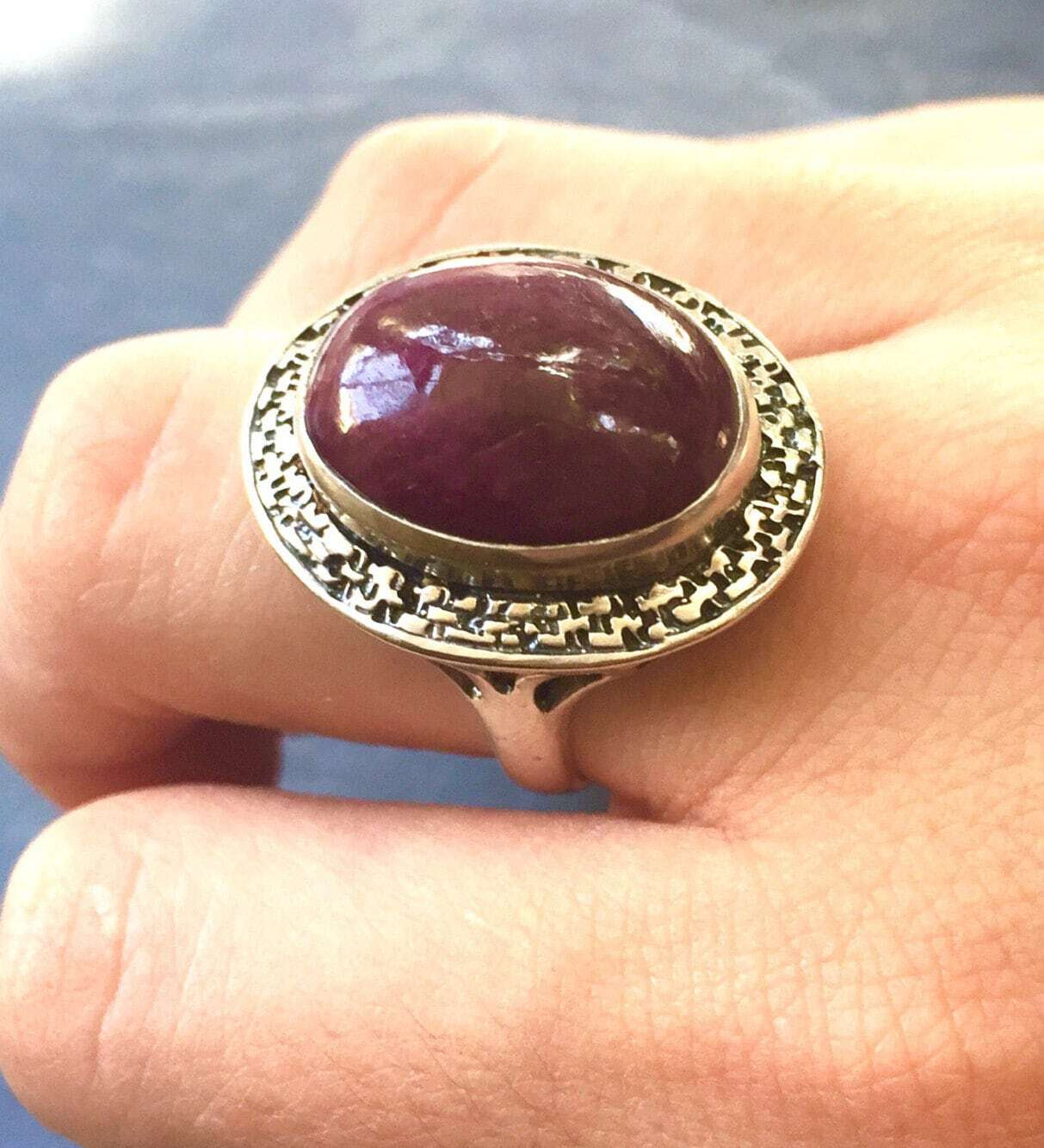 Elegant 925 Sterling Silver Ruby Ring, featuring a stunning Oval Natural Red Ruby, perfect for July birthdays and special occasions.