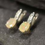 Fire Opal Earrings, Natural Opal, Large Opal Earrings, Fire Opal Studs, Real Opal Earrings, Boho Earrings, Genuine Opal, Silver Earrings