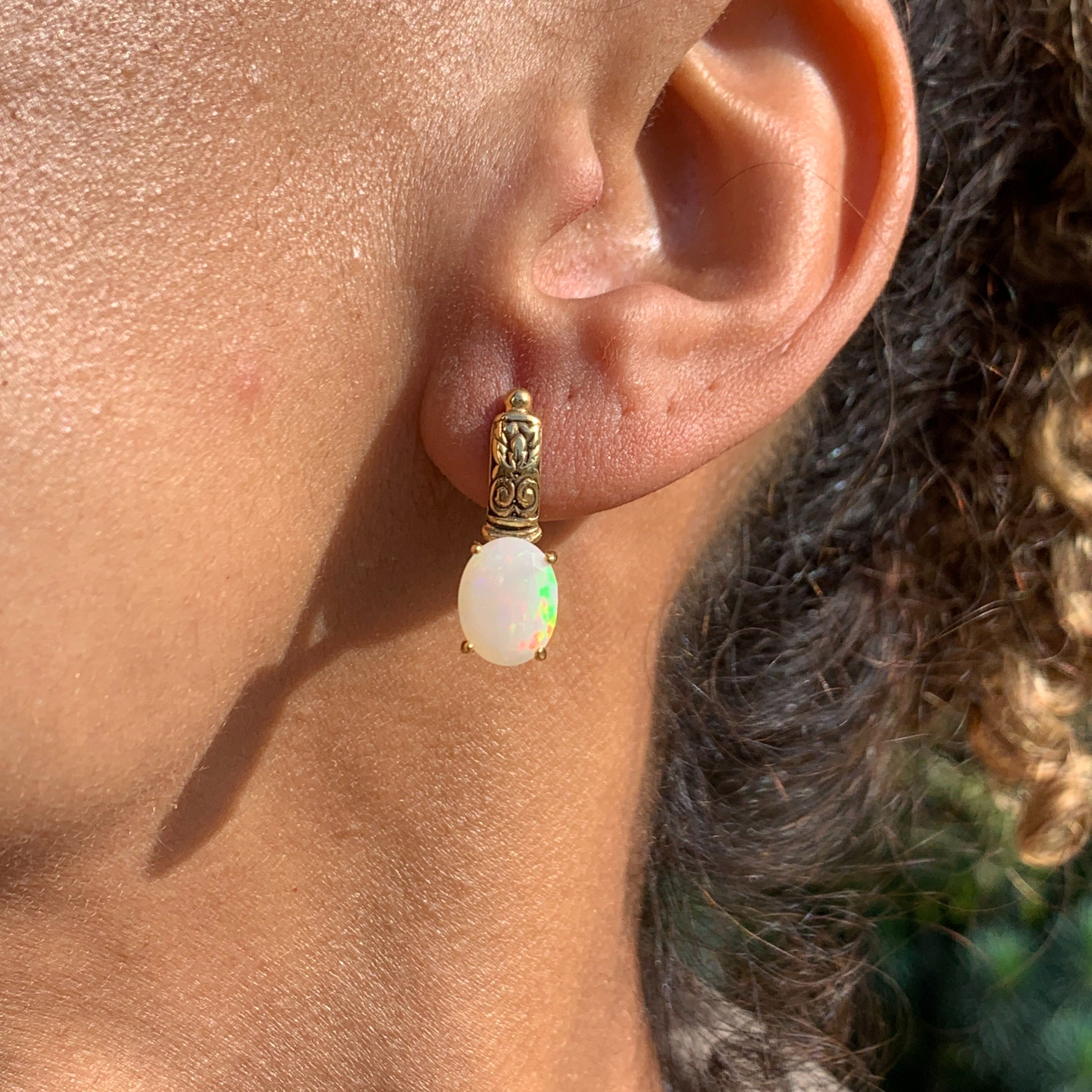 Gold Opal Earrings Yellow Boho Earrings Tribal Drop Earrings