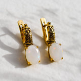 Fire Opal Earrings - Genuine Opal Earrings - Boho Drop Earrings