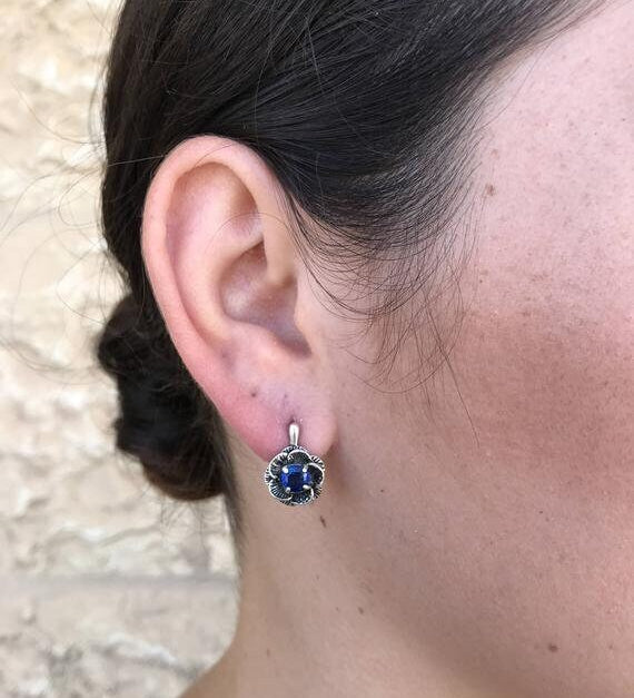 Moonstone Earrings, Natural Moonstone, Rainbow Moonstone, Flower Earrings, Silver Rose Earrings, June Birthstone, Silver Earrings, Moonstone