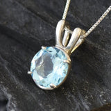 Blue Topaz Pendant, Natural Blue Topaz, Dainty Pendant, Blue Topaz Necklace, December Birthstone, December Necklace, 925 Silver Pendant,Blue