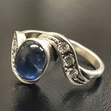 Blue Gemstone Ring - Genuine Blue Tourmaline Ring - Tourmaline Vintage Ring