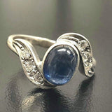 Blue Gemstone Ring - Genuine Blue Tourmaline Ring - Tourmaline Vintage Ring