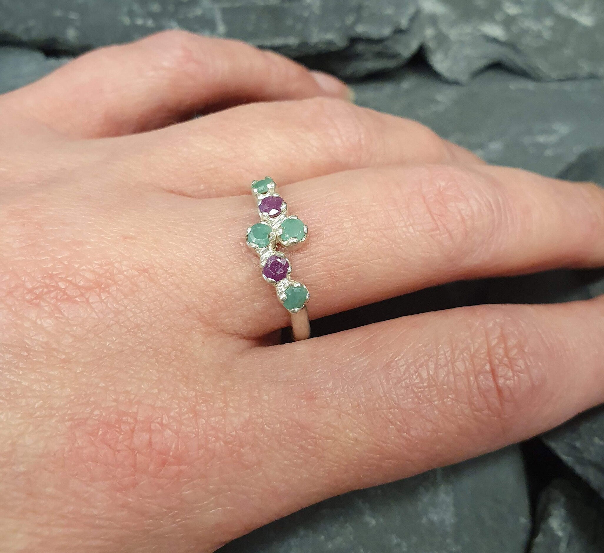 Elegant 925 Sterling Silver ring featuring a vibrant Round Natural Green Emerald, perfect for May birthdays and special occasions.