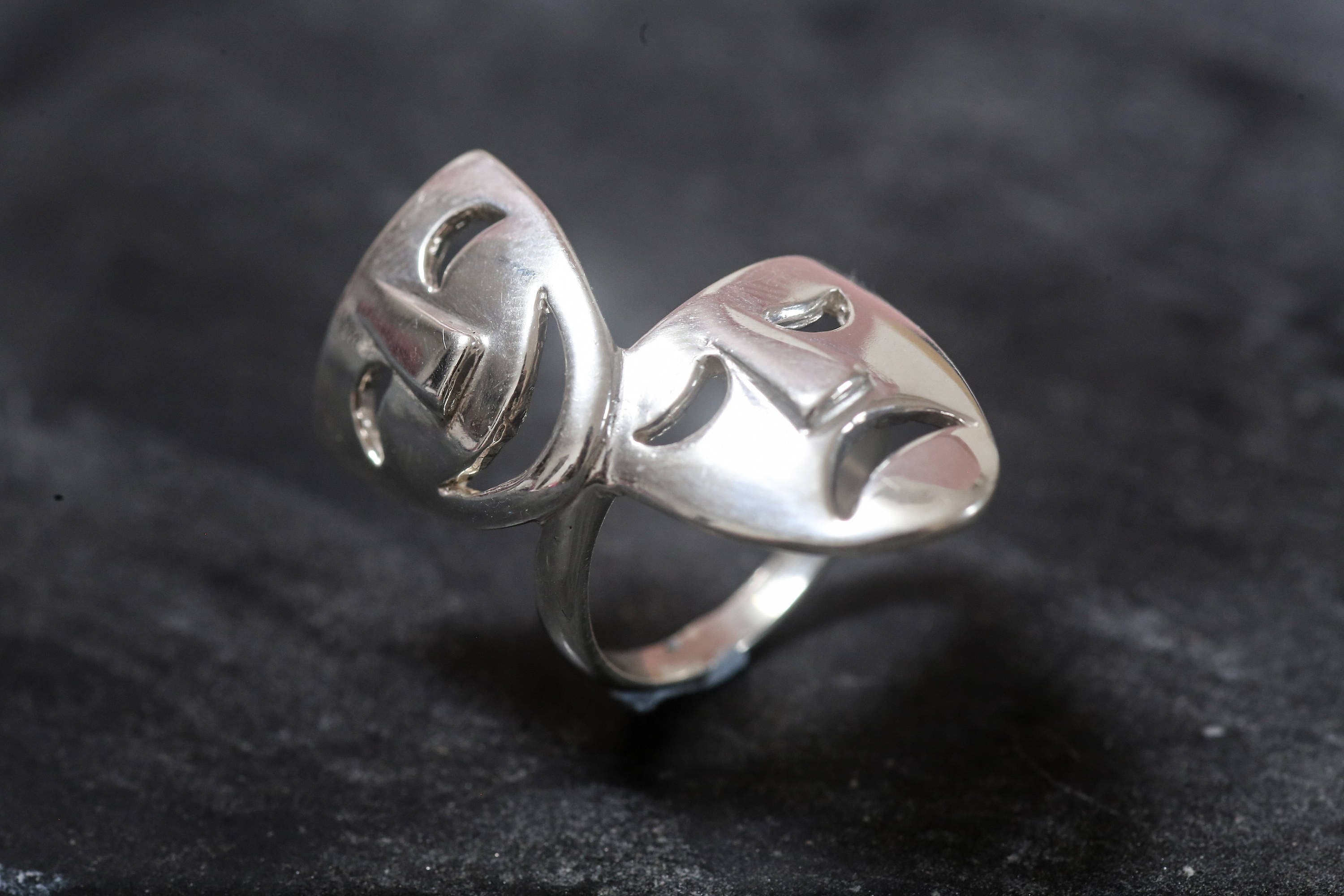 Face Ring, Solid Silver Ring, Theatre Ring, Statement Ring, Unique Silver Ring, Interesting Ring, Mask Ring, Sterling Silver Ring, Faces