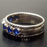 Wide Sapphire Band - Blue Half Eternity Ring - Vintage Stackable Ring