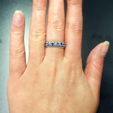 Wide Sapphire Band - Blue Half Eternity Ring - Vintage Stackable Ring