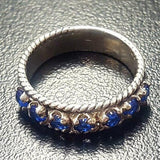 Wide Sapphire Band - Blue Half Eternity Ring - Vintage Stackable Ring