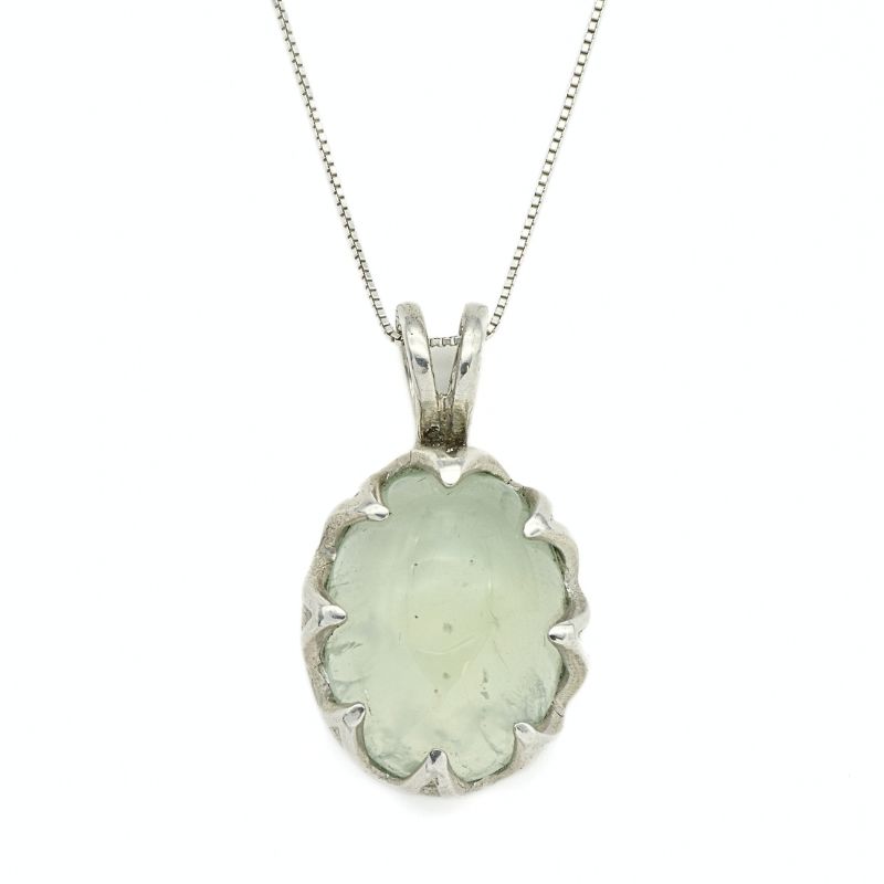 Prehnite Pendant, Natural Prehnite, May Birthstone, Large Oval Pendant, Silver Oval Pendant, Green Pendant, Vintage Pendant, Silver Pendant