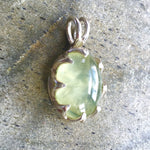 Prehnite Pendant, Natural Prehnite, May Birthstone, Large Oval Pendant, Silver Oval Pendant, Green Pendant, Vintage Pendant, Silver Pendant