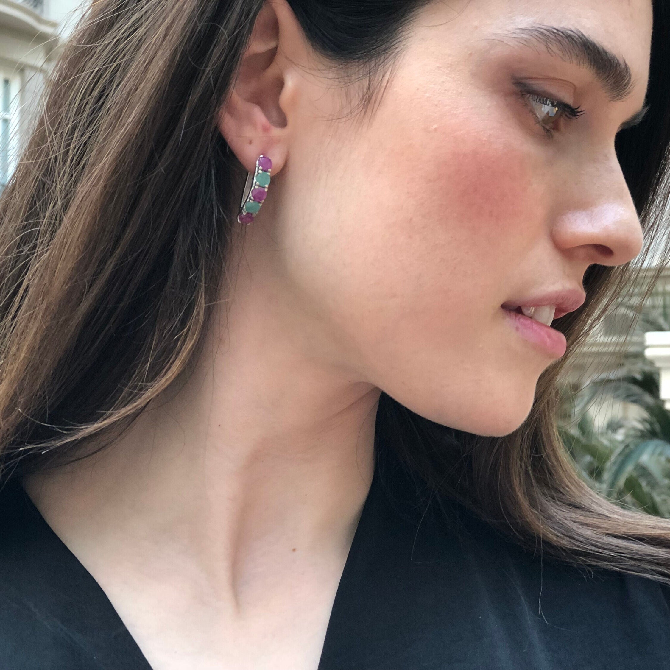 Stunning 925 Sterling Silver Natural Ruby Earrings, elegant July Birthstone, symbolizes passion and perfect for special occasions.