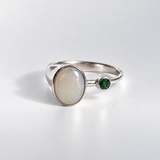 Opal Bezel Ring - Oval Opal Ring - October Birthstone