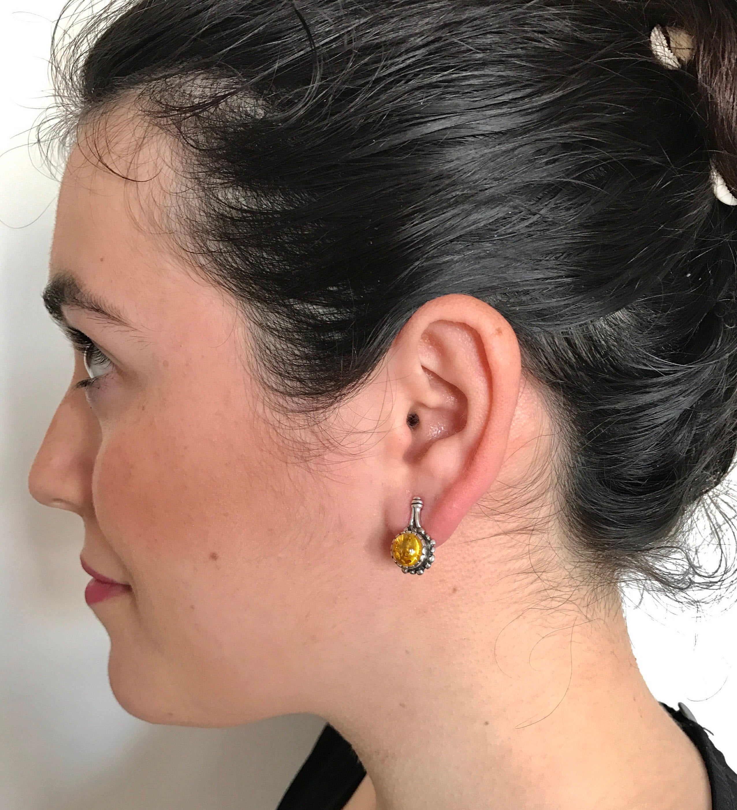 Amber Earrings, Natural Amber, Vintage Earrings, Antique Earrings, Taurus Birthstone, Amber, Healing Stones, Yellow Gemstone, Solid Silver (510316647)