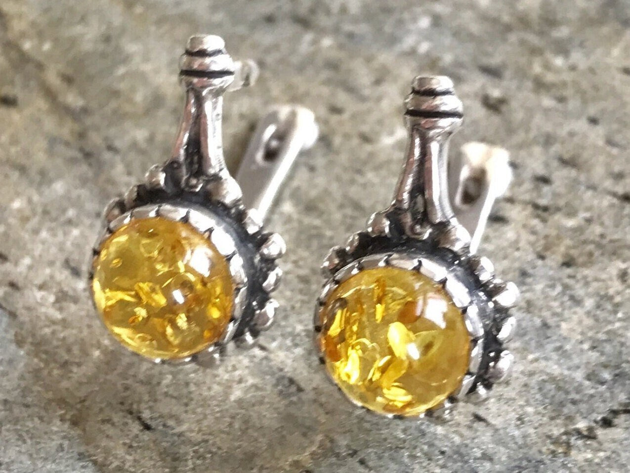 Amber Earrings, Natural Amber, Vintage Earrings, Antique Earrings, Taurus Birthstone, Amber, Healing Stones, Yellow Gemstone, Solid Silver (510316647)