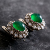 Emerald Earrings, Created Emerald, Victorian Earrings, Vintage Earrings, Antique Earrings, Solid Silver, Green Vintage Earrings