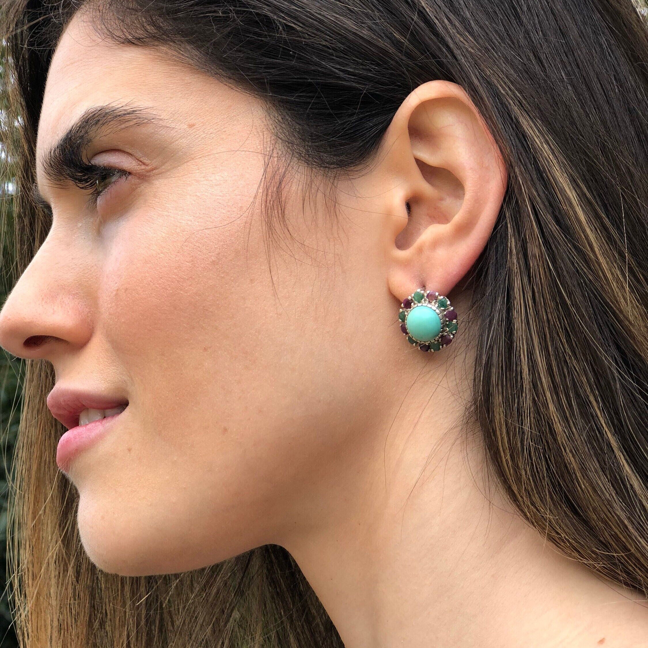 Elegant Created Emerald Earrings in 925 Sterling Silver, featuring a Halo design, perfect for birthdays and everyday wear.