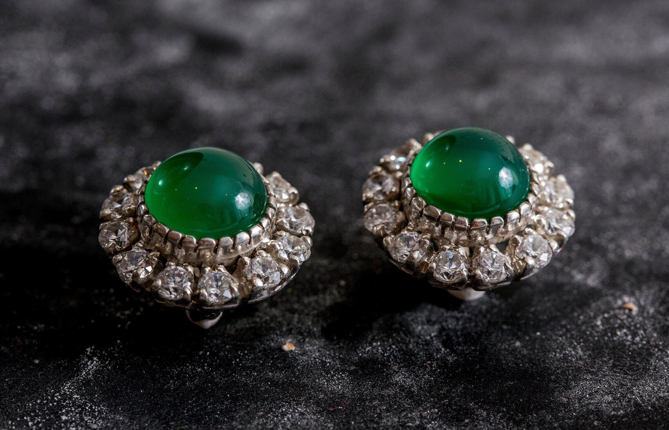 Emerald Earrings, Created Emerald, Victorian Earrings, Vintage Earrings, Antique Earrings, Solid Silver, Green Vintage Earrings