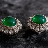 Emerald Earrings, Created Emerald, Victorian Earrings, Vintage Earrings, Antique Earrings, Solid Silver, Green Vintage Earrings