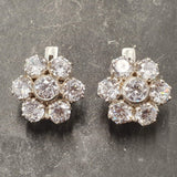 Flower Diamond Earrings - Vintage Flower Earrings, Clear Floral Studs