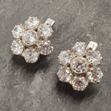 Flower Diamond Earrings - Vintage Flower Earrings, Clear Floral Studs