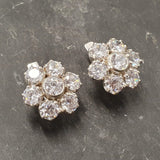 Flower Diamond Earrings - Vintage Flower Earrings, Clear Floral Studs