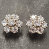 Flower Diamond Earrings - Vintage Flower Earrings, Clear Floral Studs