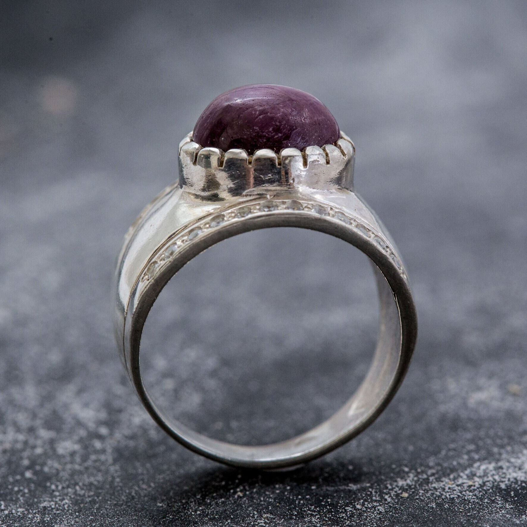 Natural Ruby Ring, July Birthstone Ring, Bezel Ring, Wide Band Ring, Vintage Silver Ring, July Ring, Vintage Rings, Solid Silver Ring, Ruby