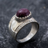 Natural Ruby Ring, July Birthstone Ring, Bezel Ring, Wide Band Ring, Vintage Silver Ring, July Ring, Vintage Rings, Solid Silver Ring, Ruby