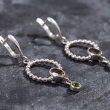 Long Dangling Earrings - Citrine Earrings - Peridot Earrings