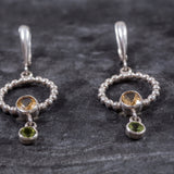 Long Dangling Earrings - Citrine Earrings - Peridot Earrings