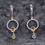 Long Dangling Earrings - Citrine Earrings - Peridot Earrings