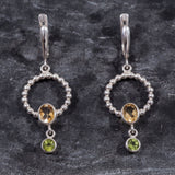 Long Dangling Earrings - Citrine Earrings - Peridot Earrings