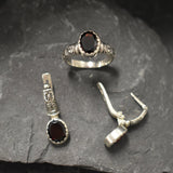 Genuine Garnet Ring - Red Tribal Ring - January Birthstone Ring