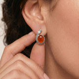 Genuine Carnelian Earrings - Large Red Studs - Red Agate Earrings