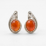 Gold Carnelian Earrings - Natural Carnelian Earrings, Red Vintage Earrings