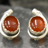 Genuine Carnelian Earrings - Large Red Studs - Red Agate Earrings