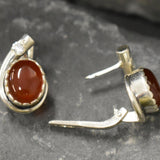 Genuine Carnelian Earrings - Large Red Studs - Red Agate Earrings