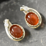 Genuine Carnelian Earrings - Large Red Studs - Red Agate Earrings