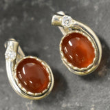 Genuine Carnelian Earrings - Large Red Studs - Red Agate Earrings